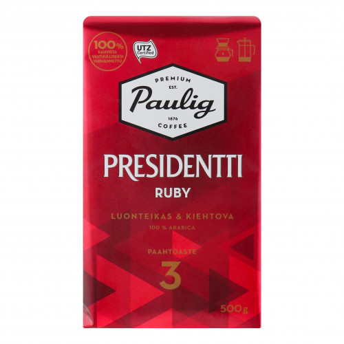 Кава натуральна смажена мелена Presidentti Ruby Paulig в/у 500г