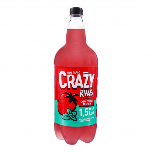 Квас хлібний Суниця та м'ята Crazy Kvas Квас Тарас п/пл 1.5л