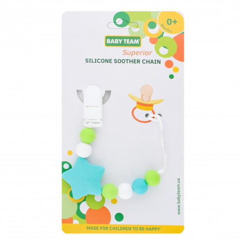 Ланцюжок для пустушки для дітей від народження силіконовий №3390 Superior Baby Team 1шт