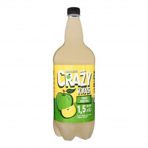 Напій бродіння сильногазований Смак яблука Crazy Kvas Квас Тарас п/пл 1.5л