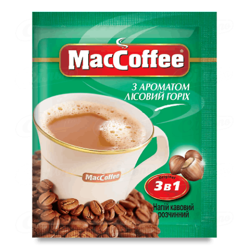 Напій кавовий (18г x 10 шт) MacCoffee лісовий горіх розчинний стік (3 в 1) м/уп