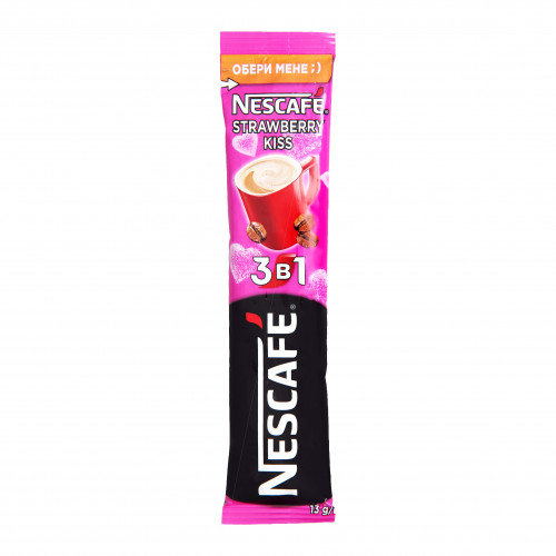 Напій кавовий Nescafe Strawberry kiss зі смаком полуниці 13г