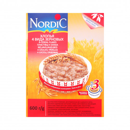 Пластівці 4 злака Nordic к/у 600г