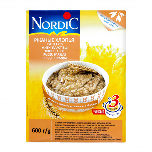 Пластівці житні Nordic к/у 600г