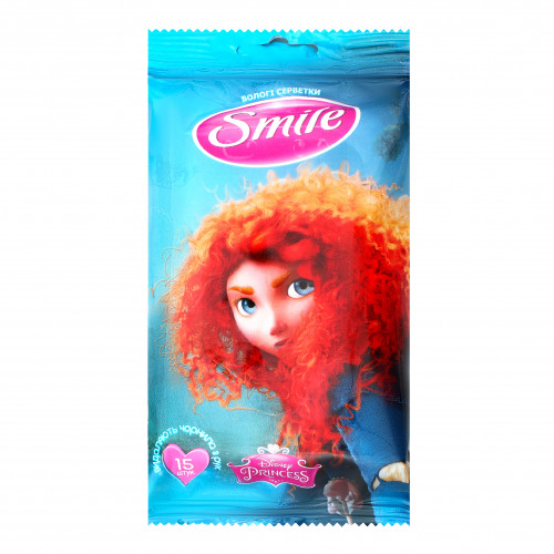 Серветки вологі Принцеси Smile 15шт